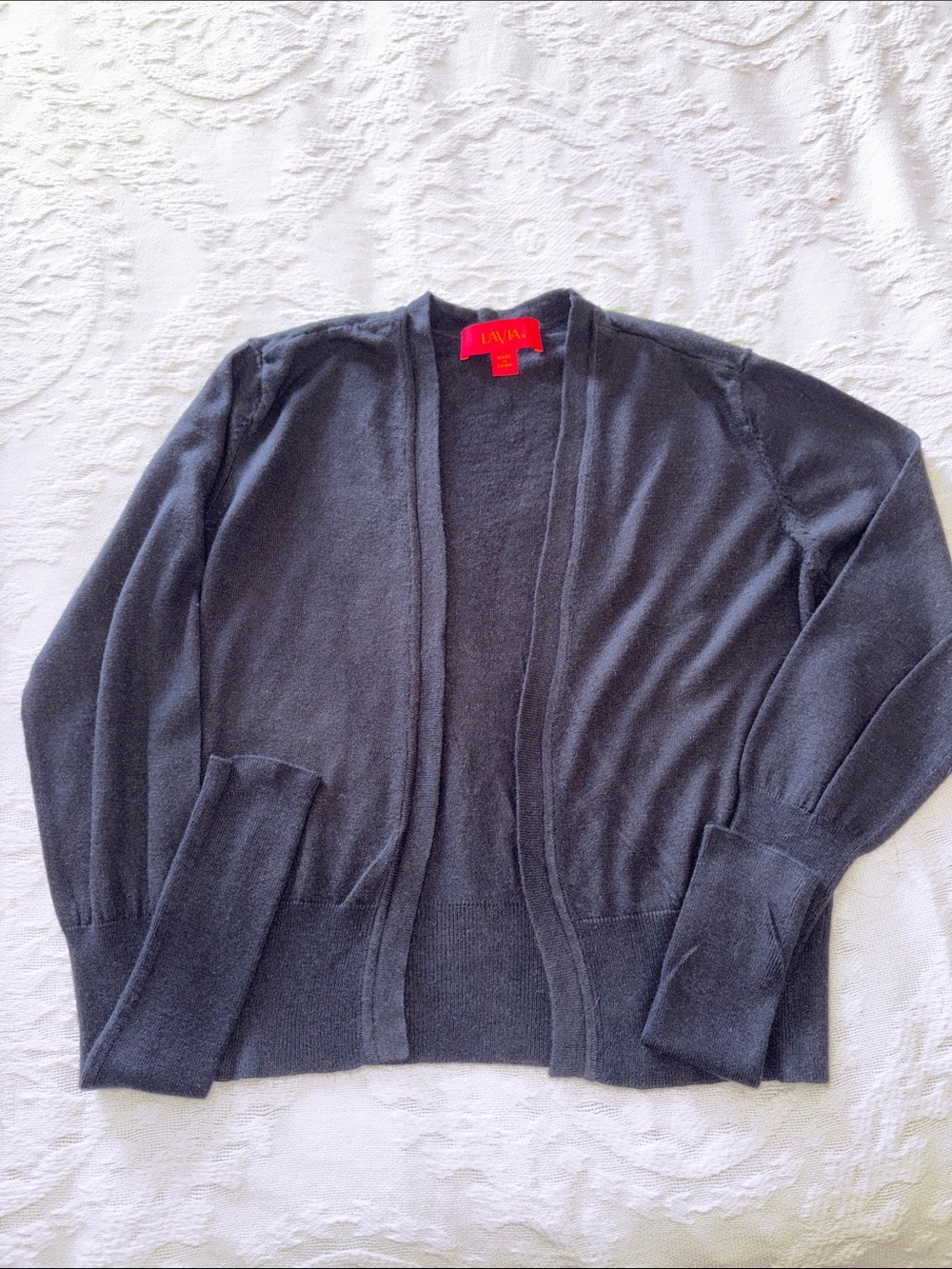 Lanvin Women’s Black Open-Front Silk & Cashmere Blend Cardigan EUC M
